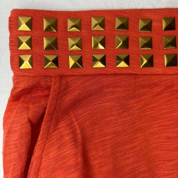 Rock & Republic Skirt Size L Coral Studded Hi Lo Hem Pull On Wide Band Pockets - Picture 3 of 4